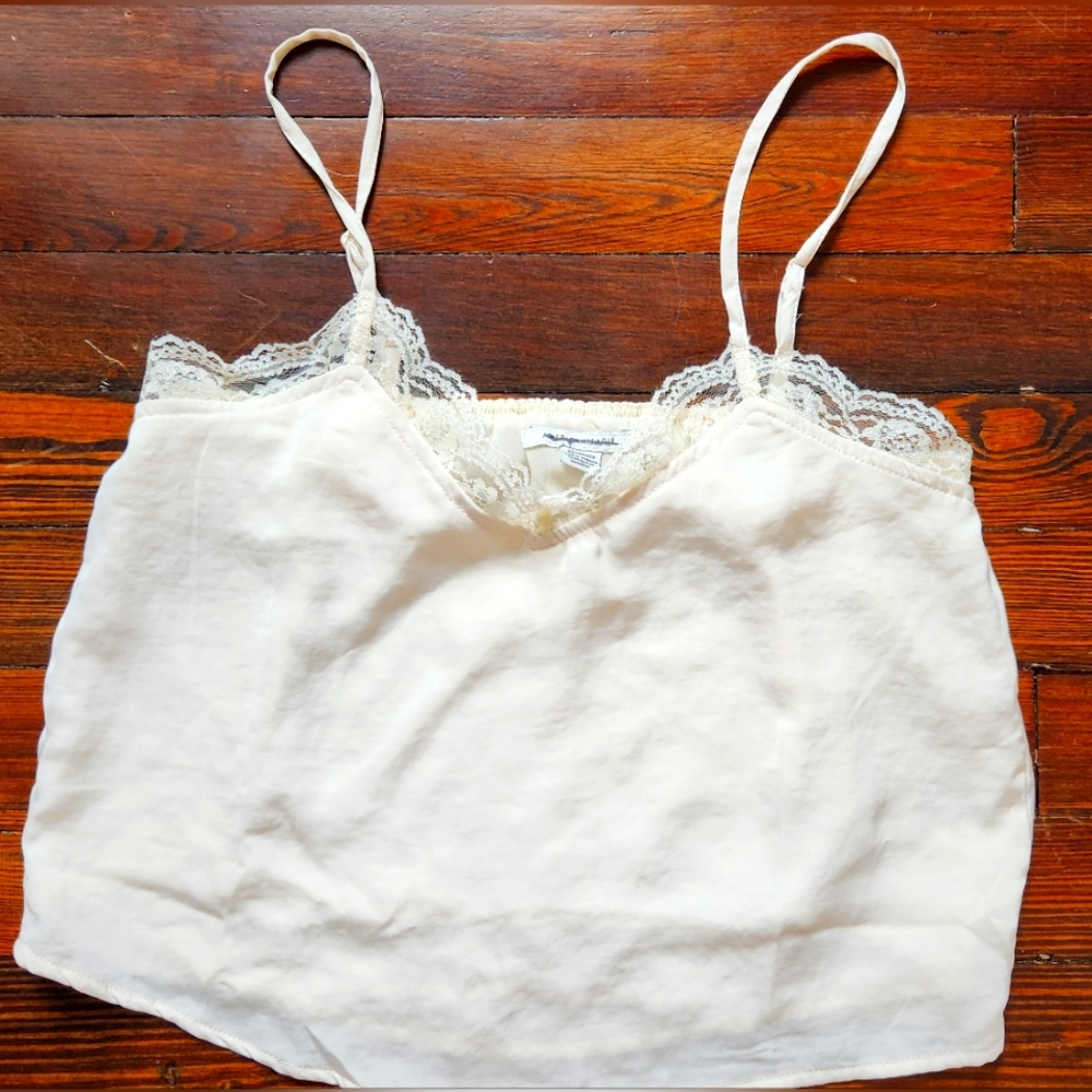 American Eagle Satin Lave Trim Crop Top!